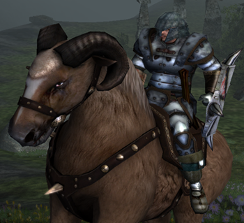 On my mount wearing Banded armor